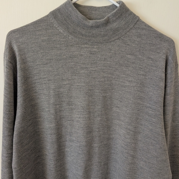 Paul Frederick Men Large 100% Extra Fine Merino Wool Sweater Gray Grunge Grandpa - Picture 3 of 7